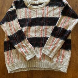 Cozy Plaid Crew Neck Sweater